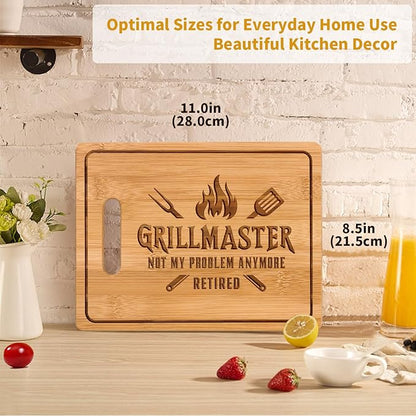 Retirement Gifts for Men, 11x8.5inch Engraved Bamboo Cutting Board, It's Not My Problem Anymore Board, Goodbye Farewell Gifts for Men Dad Grandpa Friends Coworkers