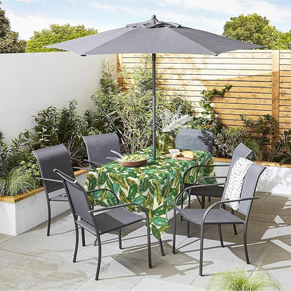 Outdoor Rectangle Tablecloth, 60×84 Inch Water Repellent Picnic Table Cover with Umbrella Hole Zipper for Patio Family Meal, Lush Leaf Jungle