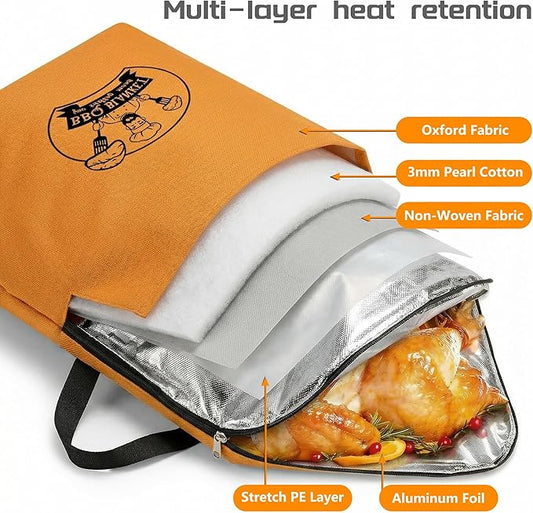 BBQ Meat Resting Blanket, Reusable Meat Resting Bag for Resting Meat for Smoker Accessories/Kitchen/Dough/Party/Picnic/Camping,Christmas Birthday Gift for Men and BBQ Lovers（21inch）