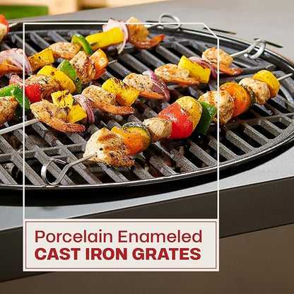 TYTUS Anaheim 22-Inch Charcoal Kettle Grill with Cart, Porcelain-Enameled Cast Iron Grates, Adjustable Air Vent, and Quick Assembly – BBQ Grill for Outdoor Cooking