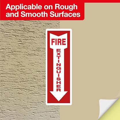 OLANZU Pack of 18 Fire Extinguisher Stickers 4"x 12"- 5 Mil Vinyl - Fire Extinguisher Sign for business with Arrow- Durable Self Adhesive, Weatherproof and UV Protected-Ideal for Office, Home and Outdoor places
