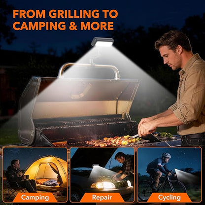 Grill Light for Outdoor Grill, 360° BBQ Light for Blackstone & Weber, Griddle & Grill Accessories, Rechargeable LED Light for Outdoor, BBQ Grilling Gift for Men Father Husband Birthday