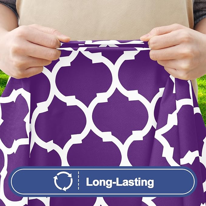 Smiry 2 Pack Rectangle Table Cloth 6 Foot, Waterproof Elastic Fitted Tablecloths, Windproof Washable Polyester Table Cover for Picnic, Camping, Outdoor (Purple, 30"x72")