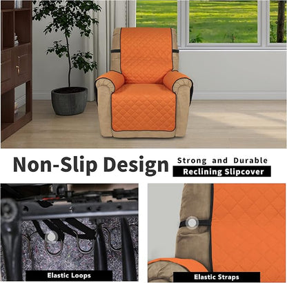 Easy-Going Reversible Couch Cover, Recliner 22 in, Orange/Black | Machine Washable Slipcover For Dogs, Water Resistant Furniture Mat For Living Room, Non-Slip Sofa Cover, Pet Friendly