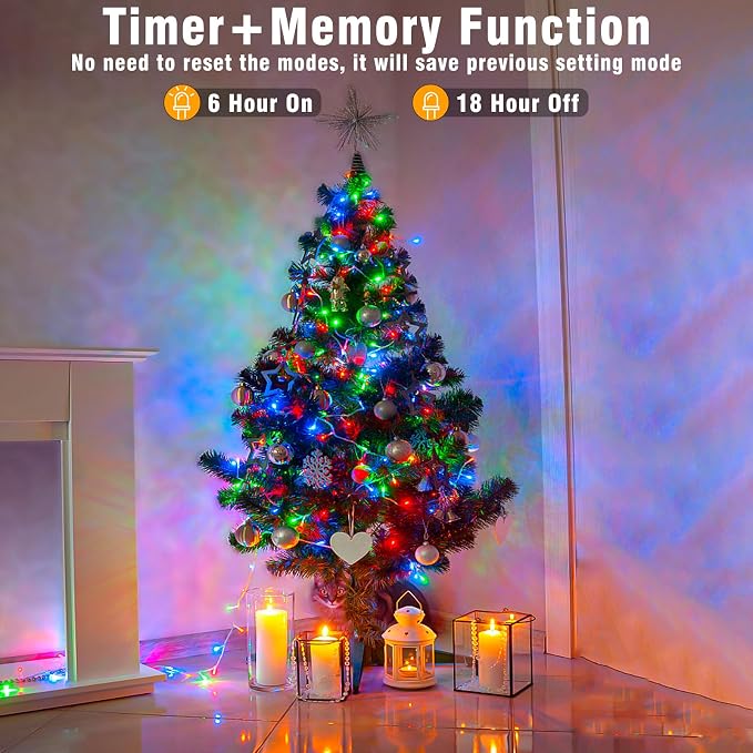 800 LED String Lights Indoor Outdoor, 262FT Christmas String Lights for Outside 8 Modes Clear Wire, Plug in Twinkle Fairy Lights for Bedroom Party Garden Christmas Tree Decorations, Multicolor