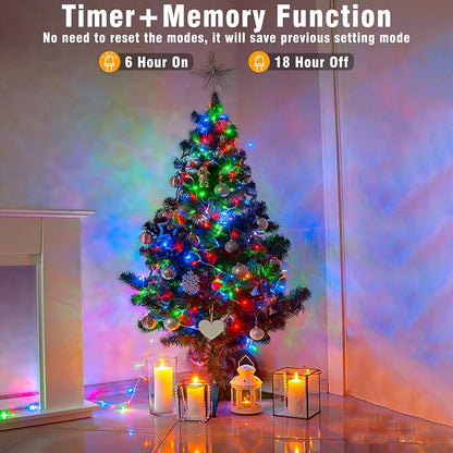 200 LED String Lights Indoor Outdoor 66ft Connectable Multicolor Christmas Lights 8 Modes Clear Wire Waterproof, Plug in Twinkle String Lights for Bedroom Christmas Tree Dorm Yard Home