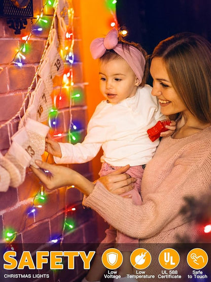 Guhope Christmas String Lights Indoor 1200LED 196FT, Waterproof Outdoor String Lights with Remote and Timer, 8 Modes Dimmable Christmas Lights for Indoor Outdoor Party Holiday Decorations (Multicolor)