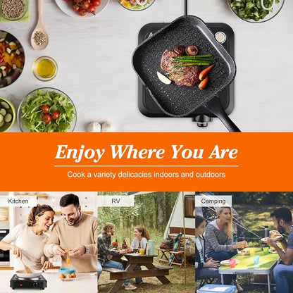 1200W Electric Infrared Single Burner, Single Hot Plate with Stepless Temperature Adjustments, Portable Counter Single Stove with 7.5” Glass Cooktop for Home RV Camp Cooking