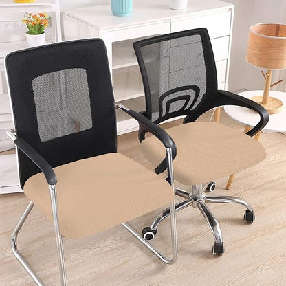 Smiry Office Computer Chair Seat Covers for Desk, Anti-dust Protector | Stretch Jacquard Removable Washable Desk Chair Seat Cushion Protectors, Khaki