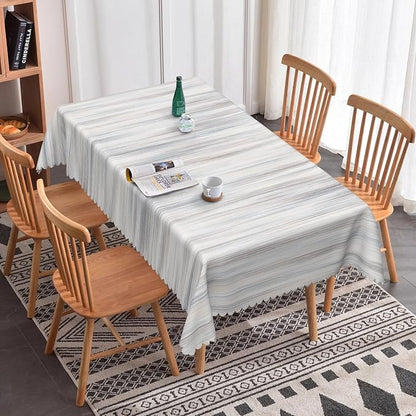 Gray Striped Table Cloth for Rectangle White Vintage Grain Retro Texture Washable Table Cover 70x140 Inch Polyester Stain Resistant Cloth Table Cover for Home Restaurant Picnic Camping BBQ