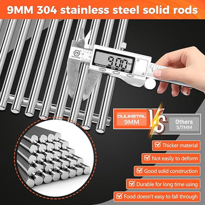 7637 9MM Grill Parts for Weber Spirit E210, E220, S210, S215, Spirit 200 & GS4 Spirit II E210, Spirit II E220 Series with Front-Mounted Control, 17.5'' SUS304 Stainless Steel Grates for Weber 7637