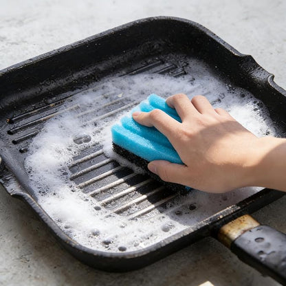 EBaokuup 4 Pcs Grill Plate Cleaning Sponge 12207, Electric Grill Cleaning Sponge with Grooves, Grill Cleaner Replacement Sponges for Indoor Outdoor Giddle