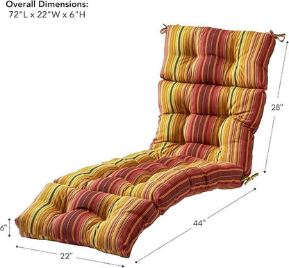 Greendale Home Fashions 72 x 22-inch Outdoor Chaise Lounge Cushion, Cinnamon Stripe