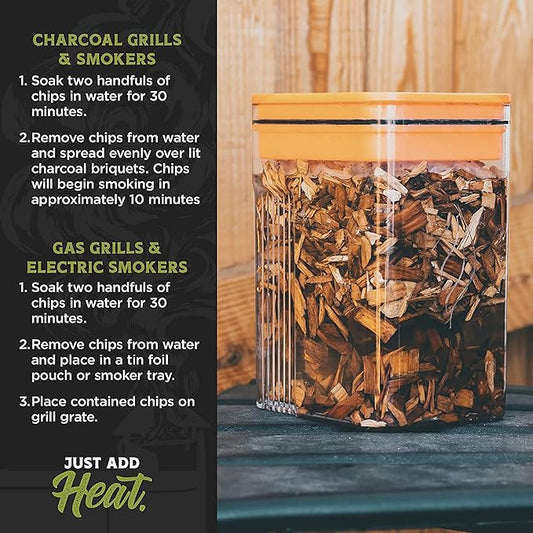 Fire & Flavor Premium All Natural Wood Chip Bundle for Smokers - Wood Chips for Smoking - Smoker Wood Chips - Smoker Accessories Gifts for Men and Women - 3 1.37 Lb Bags - Apple, Mesquite, Hickory
