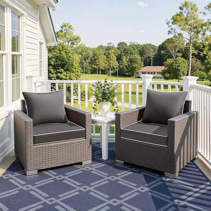 MIULEE Dark Grey Outdoor Seat Cushion 22x22 Inch Waterproof Cushion | Deep Seat and Back Cushion for Patio Furniture Chair Sofa Couch, Fade Resistant, Handle and Adjustable Straps