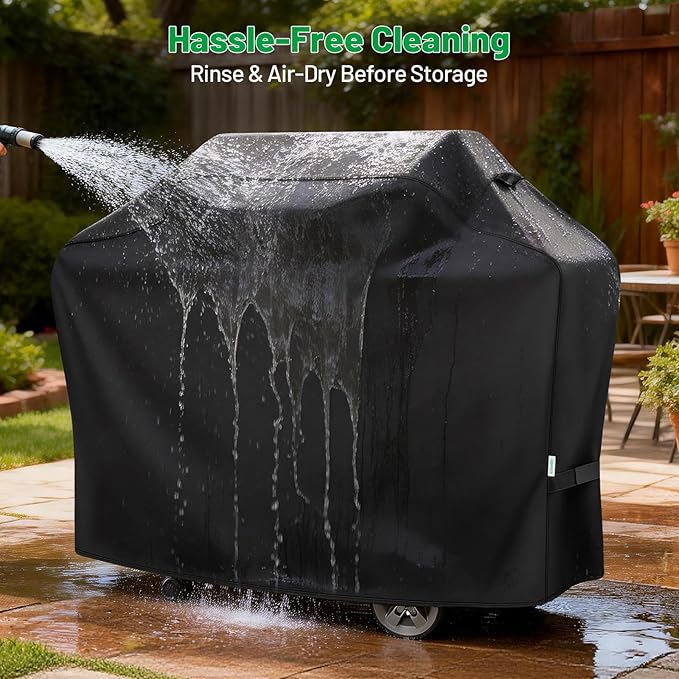 Grill Cover 55 Inch, Heavy Duty Waterproof BBQ Grill Cover for Outdoor Grill, Barbecue Gas Grill Cover with Windproof Straps & Handles, Fits for Weber, Char-Broil, Nexgrill, Black