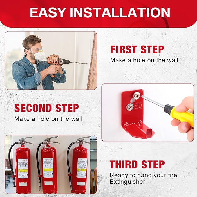 Queekay 40 Pack Fire Extinguisher Mount Universal Bracket 5 to 40 lb Fire Extinguisher Holder Wall Hook Hanger (Novelty Style)