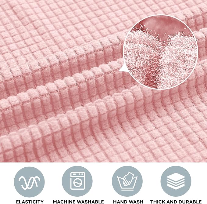 LURKA Stretch Oversized Couch Cover, 1 Piece 4 Seater Sofa Slipcover, Pink | Soft Stretch Jacquard, Fits 94"-110" Oversized Sofas, Elastic Bottom for Secure Fit, Machine Washable, Pet & Kid Friendly