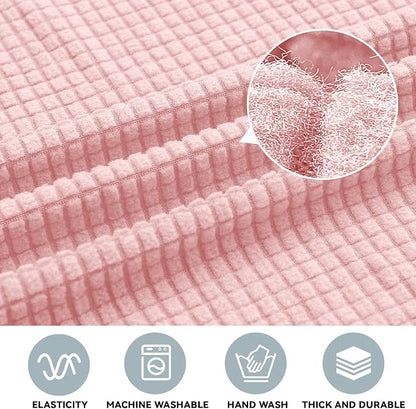 LURKA Stretch Oversized Couch Cover, 1 Piece 4 Seater Sofa Slipcover, Pink | Soft Stretch Jacquard, Fits 94"-110" Oversized Sofas, Elastic Bottom for Secure Fit, Machine Washable, Pet & Kid Friendly