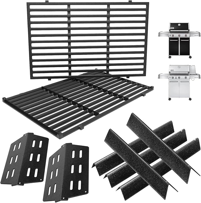 Grill Parts Kit for Weber Genesis 300 310 330 Grill Parts for Weber Genesis E330 E310 S310 S330 EP330 EP310 S320 E320 Grill Parts 7621 Flavorizer Bars 17.5", Genesis 7524 Grates, 7622 Heat Deflector