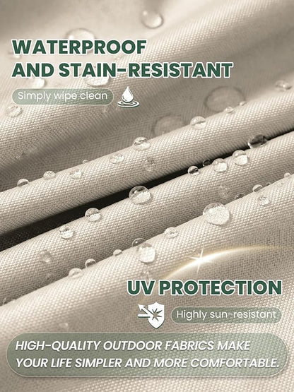 Outdoor Chair Cushion 19 x 19 x 4 Inches Patio Furniture Outdoor Waterproof Seat Cushion, Patio Chair Cushion with Handles and Ties, Square Dining Chair Cushion Set of 2, Cream