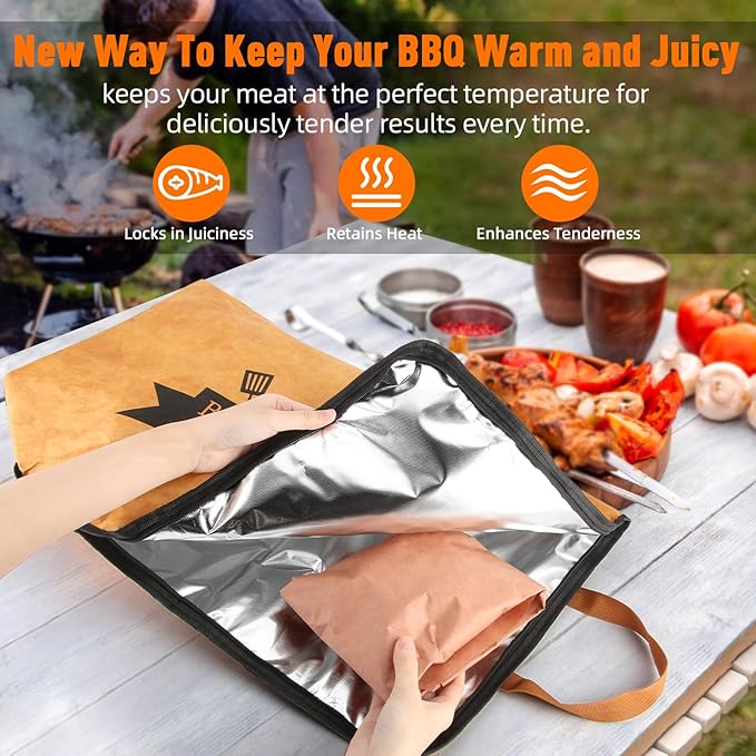 BBQ Blanket for Resting Meat-Air Fryer/Dough/Kitchen/Smoker Accessories Party Picnic Camping-Insulated Bag for Brisket/Pork Shoulder/Turkey-Anniversary Birthday Gift for Men (23in)