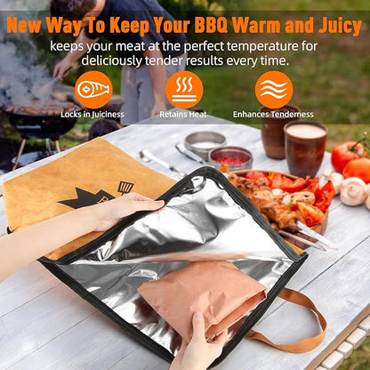 BBQ Blanket for Resting Meat-Air Fryer/Dough/Kitchen/Smoker Accessories Party Picnic Camping-Insulated Bag for Brisket/Pork Shoulder/Turkey-Anniversary Birthday Gift for Men (23in)
