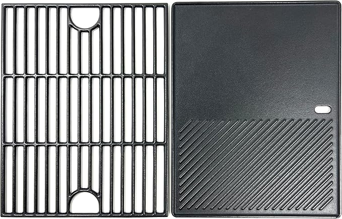 DC133 Cast Iron Cooking Grate and Griddle Replacement for Nexgrill 720-0830H, 720-0783E, 720-0888N, 720-0888, 720-0697, For Charbroil 463241113, 463449914, Kenmore 720-0670A, 41516106210