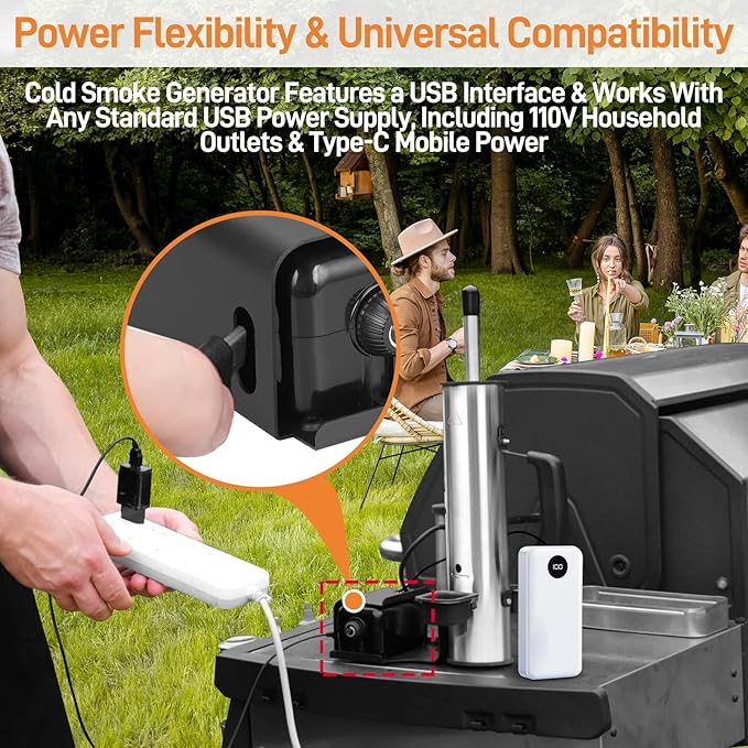 2026 Portable Electric Smoke Generator, Adjustable Smoke Control & Fits 99% Pellet Smokers & Grills, Cold/Hot Smoking Modes for Meats, Salmon & Cheeses – Great Gift Idea for Smoke Lovers