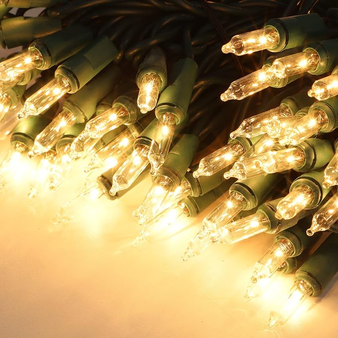 3 Sets Christmas Lights, 150 Count 33 FT Each Mini String Lights, Clear Green Wire Fairy Light, 120V UL Certified Connectable Xmas Tree Light for Holiday Patio Party Outdoor Decoration, Warm White
