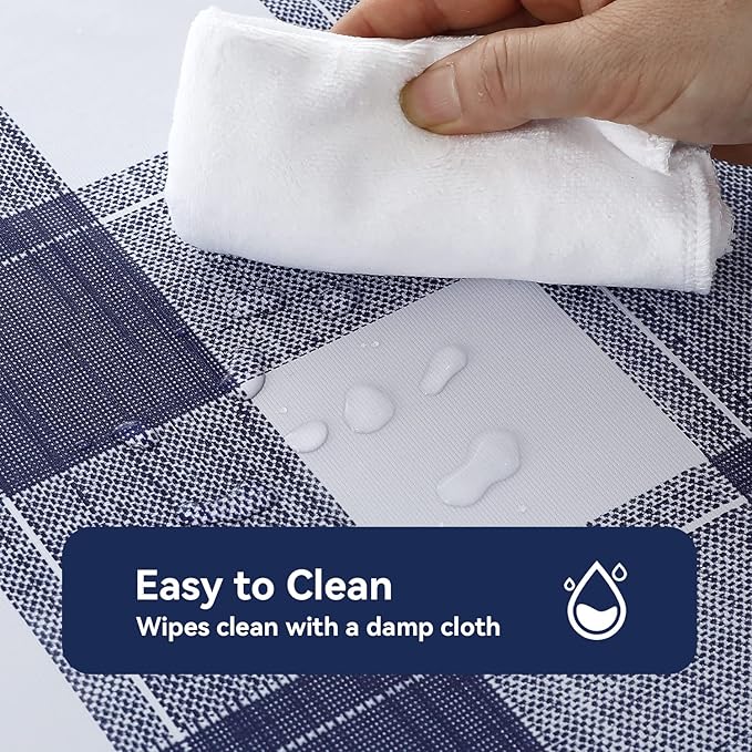 Romanstile Rectangle Vinyl Tablecloth, 100% Waterproof Oil-Proof Checkered Plastic Table Cloth, Heavy Duty Wipeable Table Covers for Dining, Camping, Picnic, Outdoor - 60 x 120 Inch, Blue Checkered