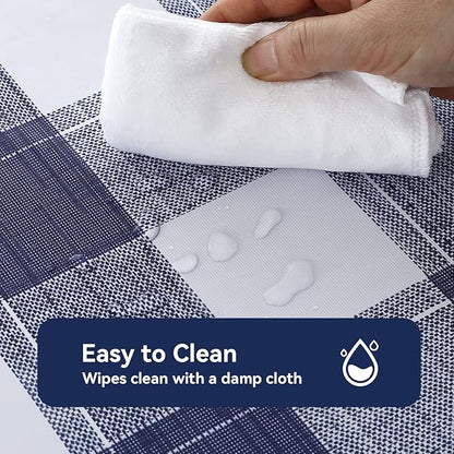 Romanstile Rectangle Vinyl Tablecloth, 100% Waterproof Oil-Proof Checkered Plastic Table Cloth, Heavy Duty Wipeable Table Covers for Dining, Camping, Picnic, Outdoor - 60 x 120 Inch, Blue Checkered