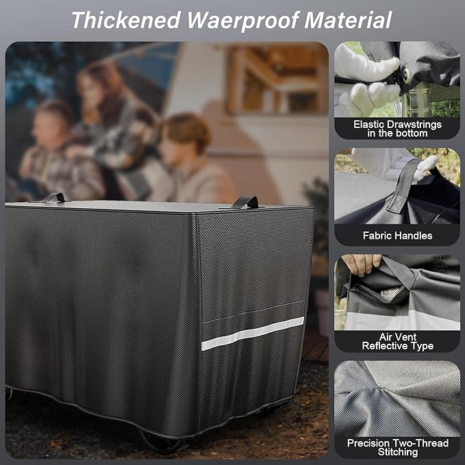 Pizza Oven Cart Table Cover, 53 x 26 x 28 in Outdoor Grill Table Cover with 600D Weather-Resistant Fabric and Drawstring, Patio BBQ Prep Table Cover for Rolling Kitchen Cart