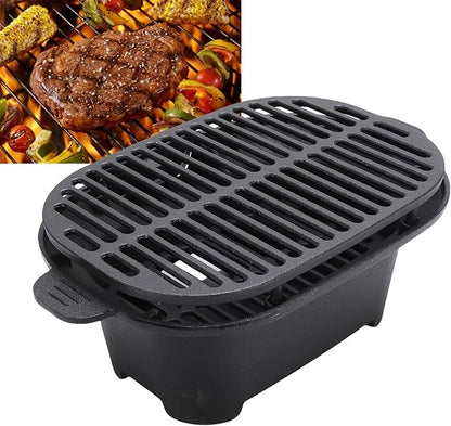 Cast Iron Hibachi Grill Portable Japanese Yakitori Charcoal BBQ Stove with Vent for Outdoor Camping & Backyard Cooking