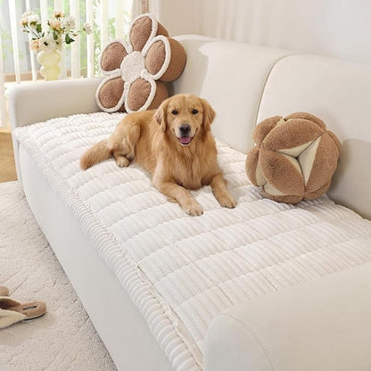 OstepDecor Couch Cover for Dogs, Washable Non Slip Sofa Cover for Pets | Soft Couch Covers for Sofa, Loveseat and Sectional, Furniture Protector Against Pet Hair & Dirt (27.6" x 47.2", White)
