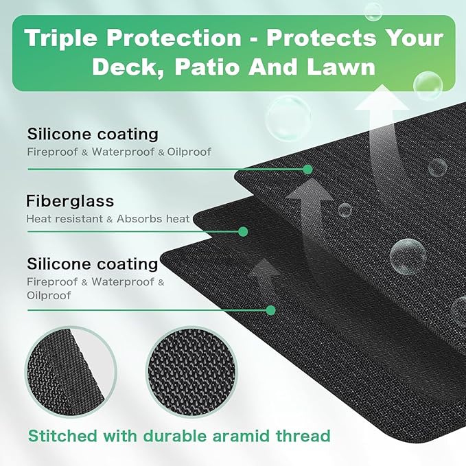 TAOMAND Large 90 x 52 inches Under Grill Mats for Outdoor Grill | Double-Sided Fireproof | Waterproof | Oil-Proof | Easy to Clean | Indoor Fireplace/Fire Pit Mat | Quality BBQ Mat for Deck Patio