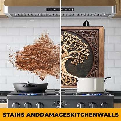 Tree of Life Stove Top Cover Retro Flower Gas Stove Top Cover for Home Decoration Kitchen Pad Non-Stick Washable Cooktop Covers Countertop Protector Keep Stove Clean 28"x20"