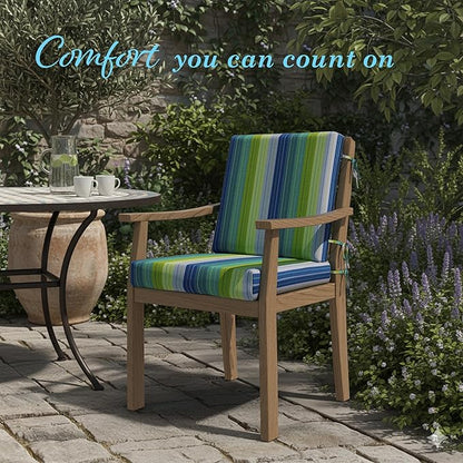 California Umbrella Outdoor Dining Chair, Patio Seat Cushion, 20 x 40 Inch, Premium Outdoor Memory Foam, Fade Resistant Sunbrella Fabric, Fabric Ties,Seville Seaside