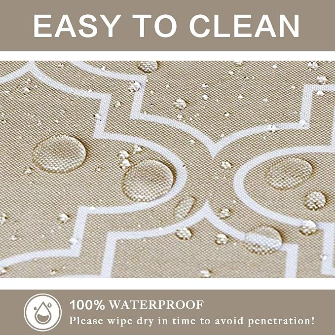 UMINEUX 60" Outdoor Round Tablecloth with Umbrella Hole and Zipper | Spring/Summer Waterproof Round Patio Table Cover for Picnic/BBQ/Garden, Khaki Moroccan