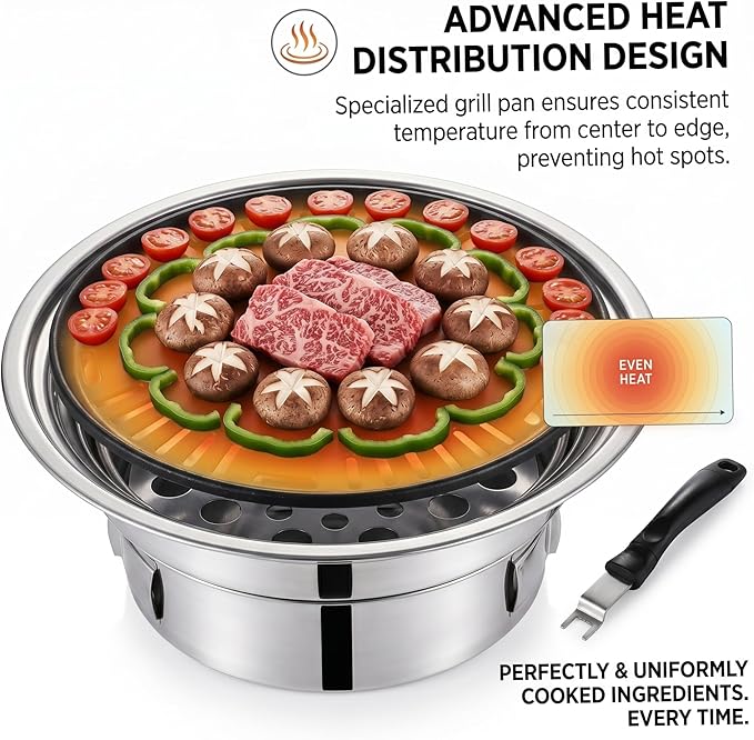 Korean Grill Korean Bbq Grill Portable Charcoal Grills With Non-stick Pan & Net Small Indoor/outdoor Charcoal