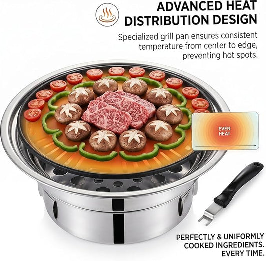 Korean Grill Korean Bbq Grill Portable Charcoal Grills With Non-stick Pan & Net Small Indoor/outdoor Charcoal