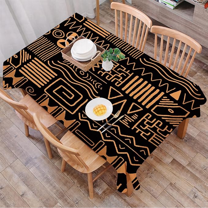 Rectangle Table Cloth,Africa Style Design Ethnic Tribal Art Tablecloths Stain Resistance Water Repellent Washable Table Cover Decor for Home Kitchen Dining Party Patio Indoor and Outdoor 60"x 84"
