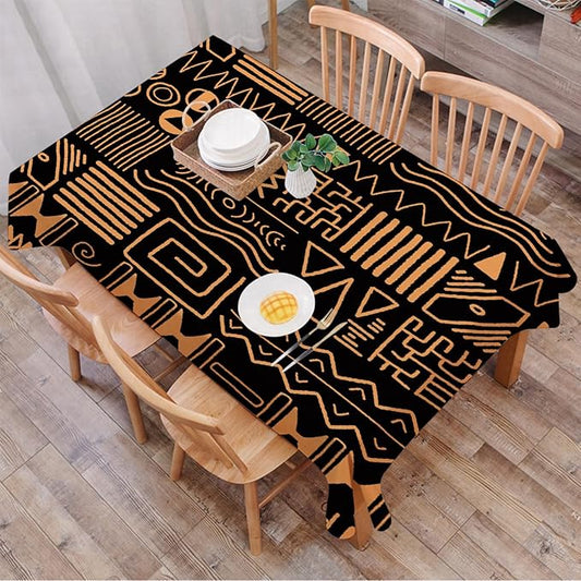 Rectangle Table Cloth,Africa Style Design Ethnic Tribal Art Tablecloths Stain Resistance Water Repellent Washable Table Cover Decor for Home Kitchen Dining Party Patio Indoor and Outdoor 60"x 84"