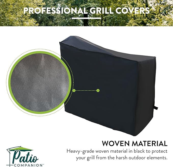 Patio Companion Professional, 52" Black Smoker Cover, 5-Year Warranty, Heavy-Grade, UV Blocking, Weather Resistant, Grill Cover for Traeger, Pit Boss.