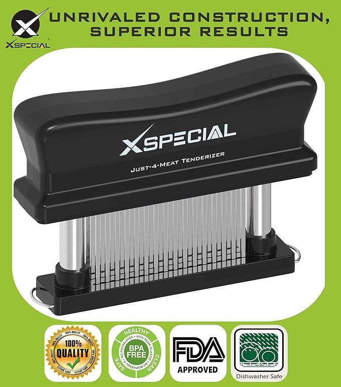 XSpecial Meat Tenderizer Tool 48 Blades Stainless Steel - Kitchen Cooking Gadgets Tools with Ultra Sharp Needle That Makes Steak & Chicken Tender - No More Hammer, Meat Pounder Or Mallet