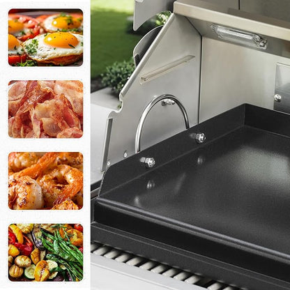 onlyfire Universal BBQ Griddle with Handles for Most Grills, 18" x 12.5" | Ceramic Coated Non-stick Flat Top Griddle for Outdoor Cooking