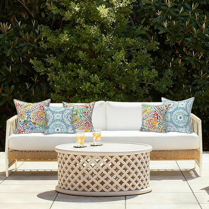 LVTXIII Outdoor/Indoor Throw Pillows, Decorative Patio Accent Pillows, Fluffy Water Repellent Garden Cushions for Home Patio Coach Sofa Use, 18×18 Inch, Pack of 2, Paisley Multi