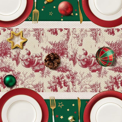 Christmas Santa Claus Table Runner,Dining Decor for Kitchen Coffee Table Family Dinners Holiday Parties Wedding Events Decor(13x72 inch)