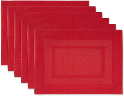 DII PVC Tabletop Collection Woven Indoor/Outdoor, Placemat Set, 13x17.25, Tango Red, 6 Piece (Pack of 12)