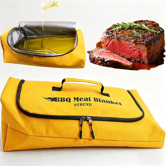 BBQ Blanket for Resting Meat 21in, 270° Opening Insulated Brisket Resting Bag, Heavy Duty 100% Leak-Proof Smoker Meat Resting Case for Smoking & Camping, BBQ Grilling Gifts for Men, Smoker Accessories